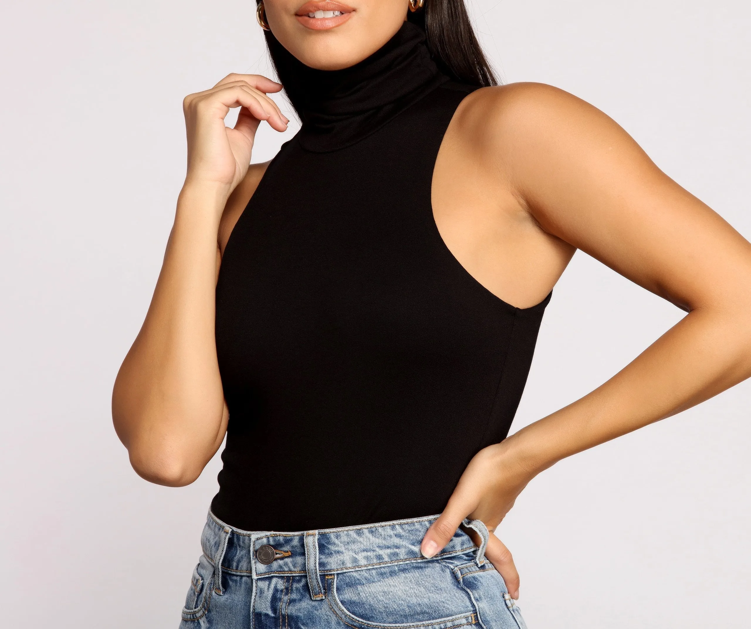 Captivate Me Basic Crepe Sleeveless Bodysuit