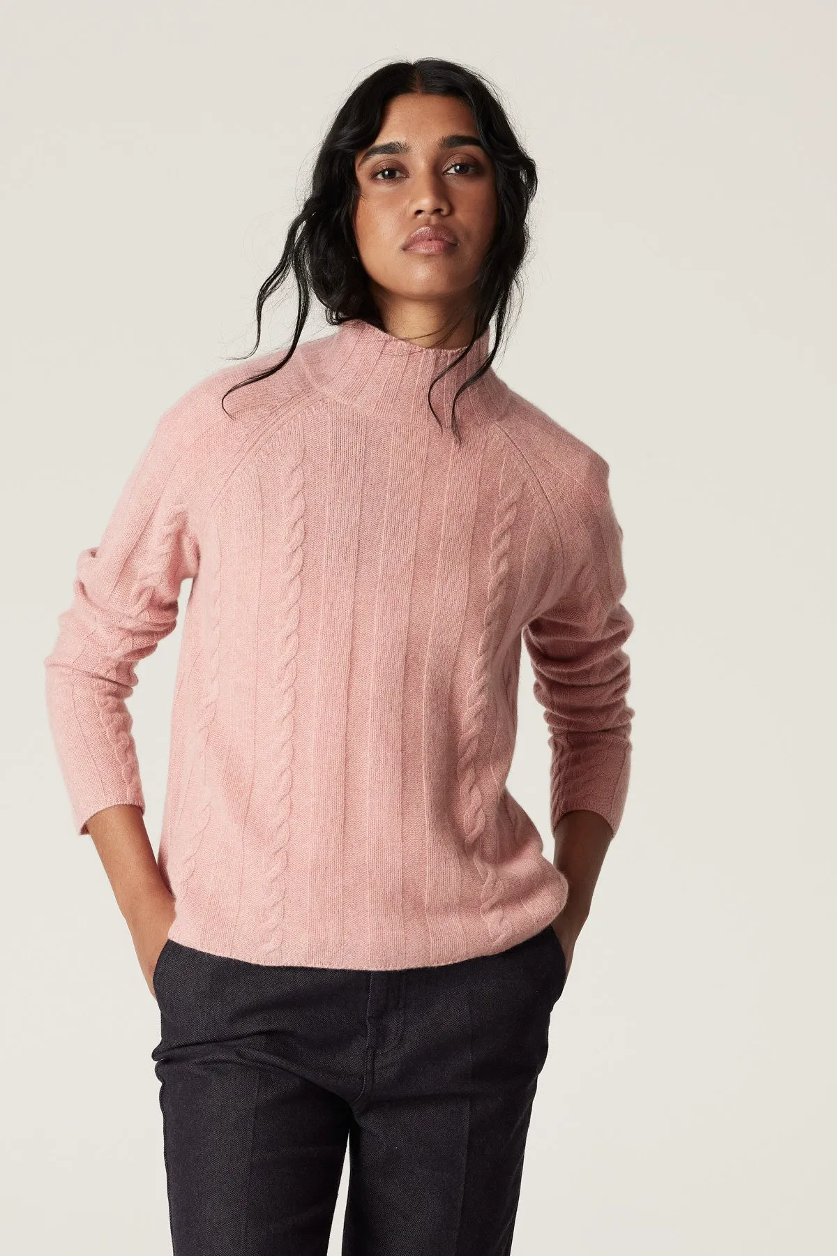 Cashwool Cable Jumper - Dusty Pink