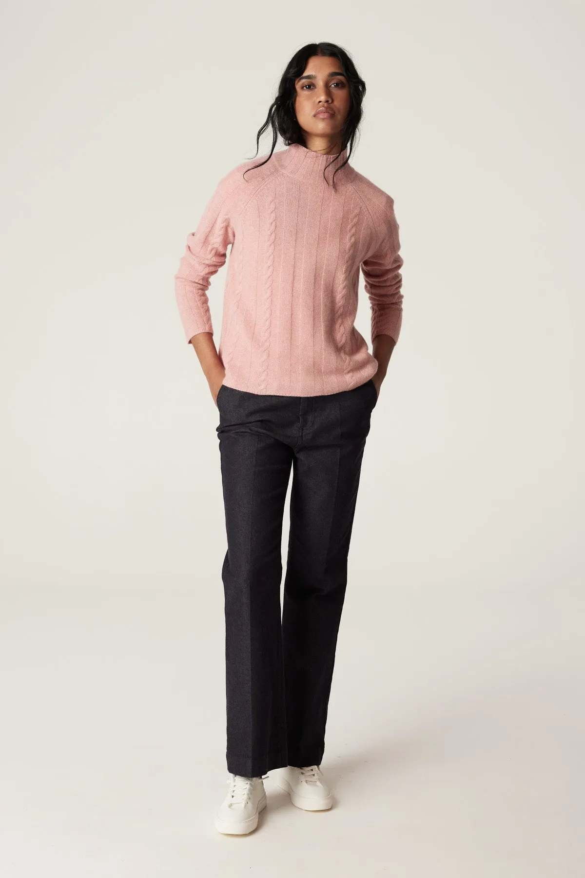 Cashwool Cable Jumper - Dusty Pink