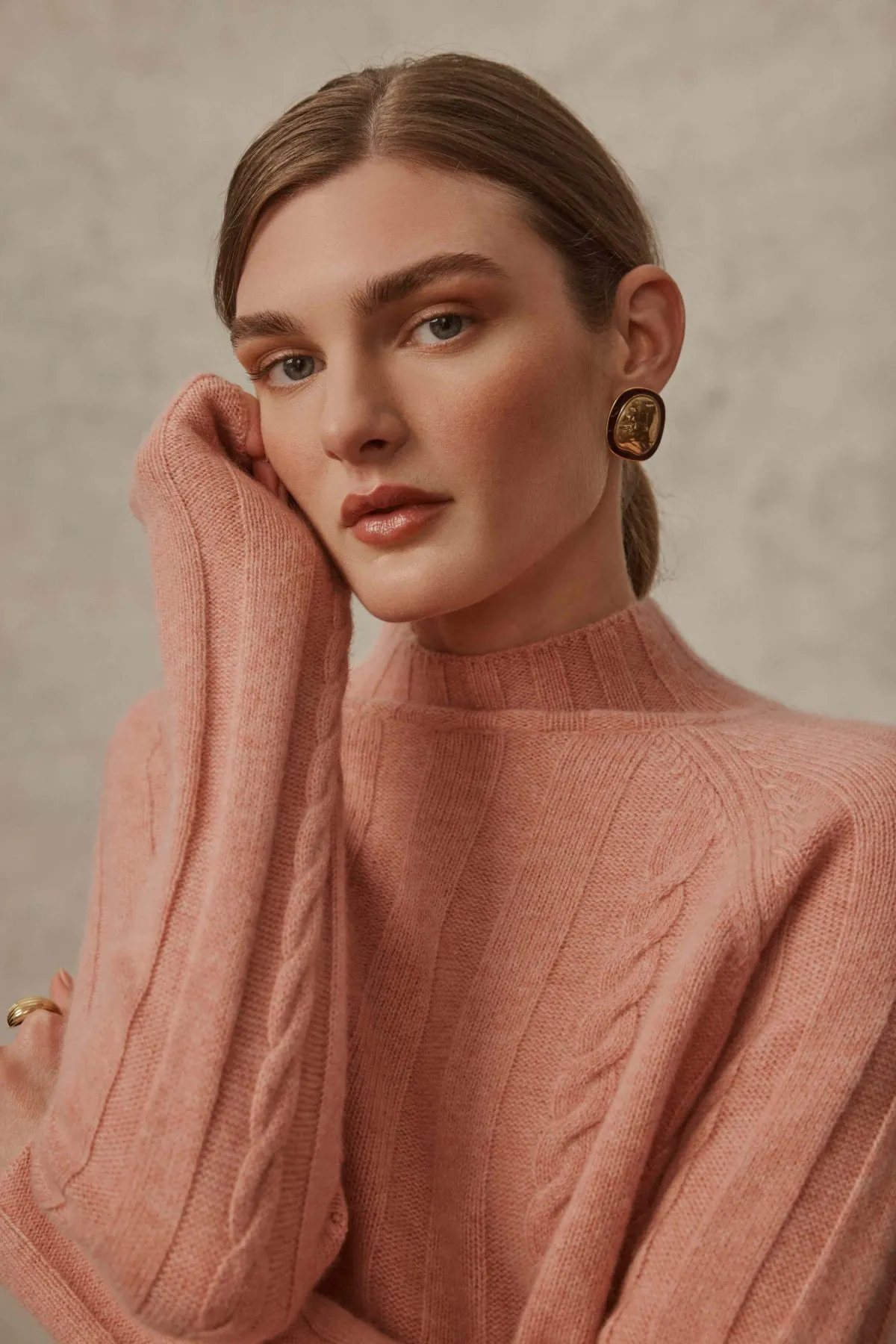 Cashwool Cable Jumper - Dusty Pink