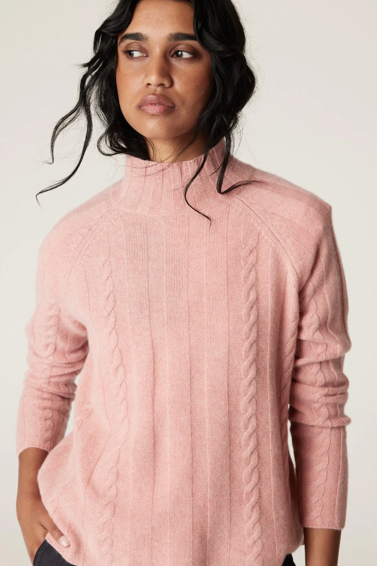 Cashwool Cable Jumper - Dusty Pink