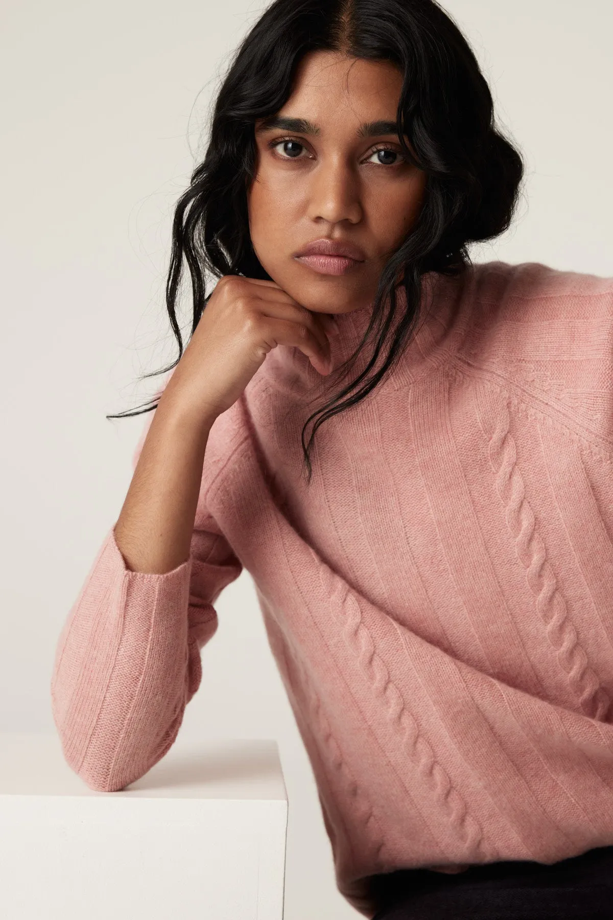 Cashwool Cable Jumper - Dusty Pink