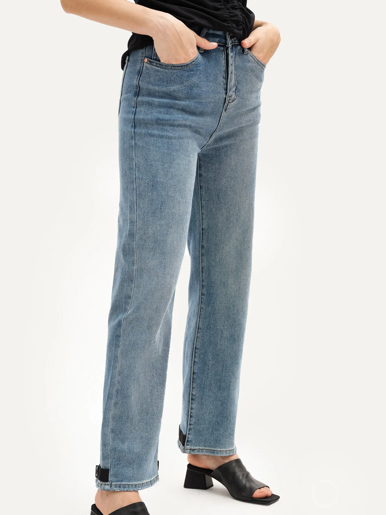 Casual Plain Washed Wide Leg Jeans