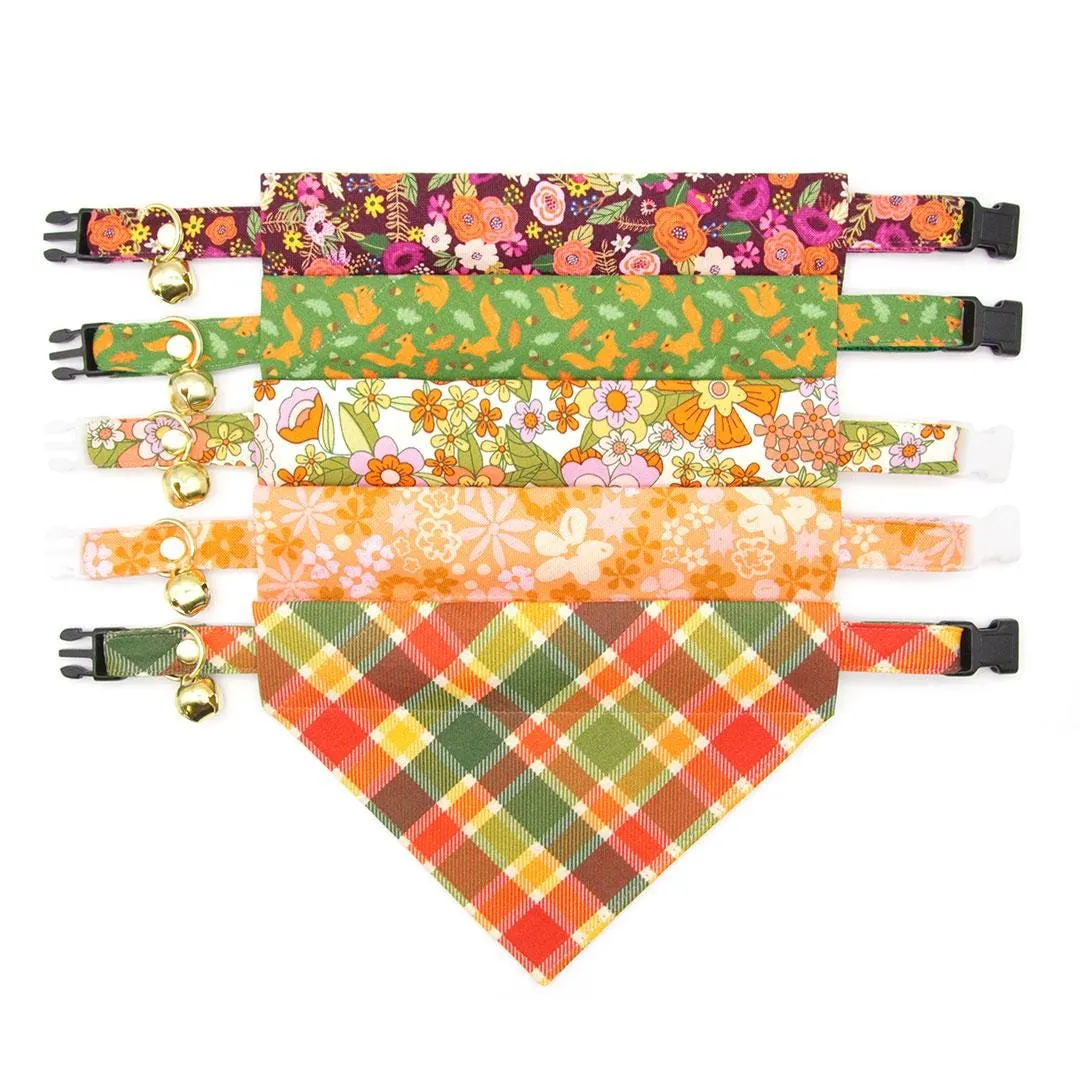 Cat Bandana - "Apple Crisp" - Red Yellow & Green Plaid Bandana for Cat   Small Dog / Fall   Thanksgiving / Slide-On Over the Collar Bandana