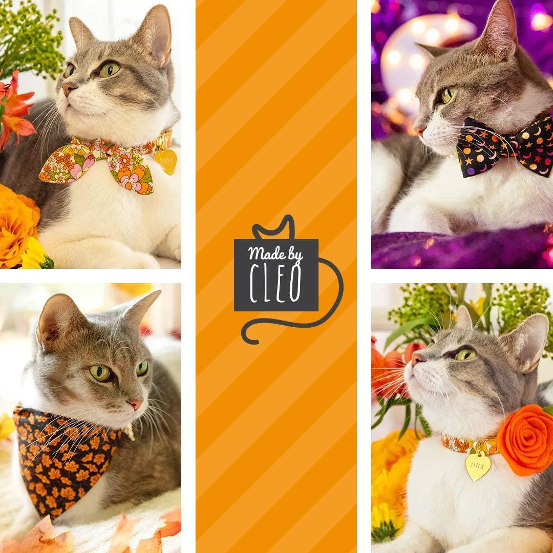 Cat Bandana - "Apple Crisp" - Red Yellow & Green Plaid Bandana for Cat   Small Dog / Fall   Thanksgiving / Slide-On Over the Collar Bandana