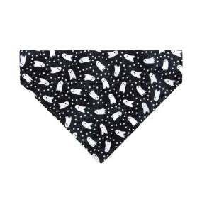 Cat Bandana - "Chasing Ghosts" - Black Halloween Ghost Bandana for Cat   Small Dog / Slide-On Over the Collar Bandana