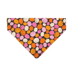 Cat Bandana - "Pumpkin Toss" - Halloween Orange Pink Pumpkin Bandana for Cat   Small Dog / Fall   Halloween / Slide-On Over the Collar Bandana