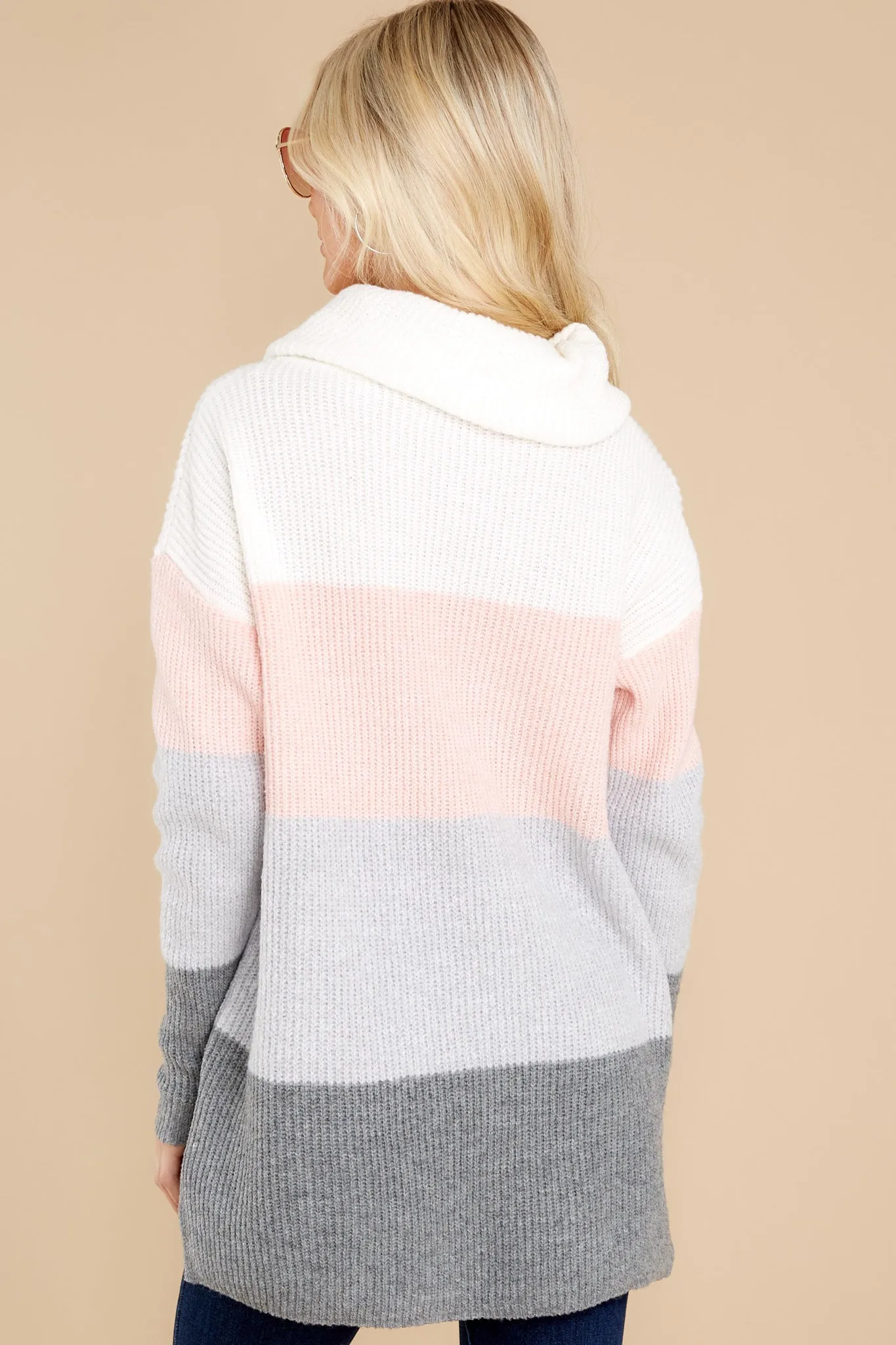 Caught Daydreaming Pink Multi Colorblock Sweater