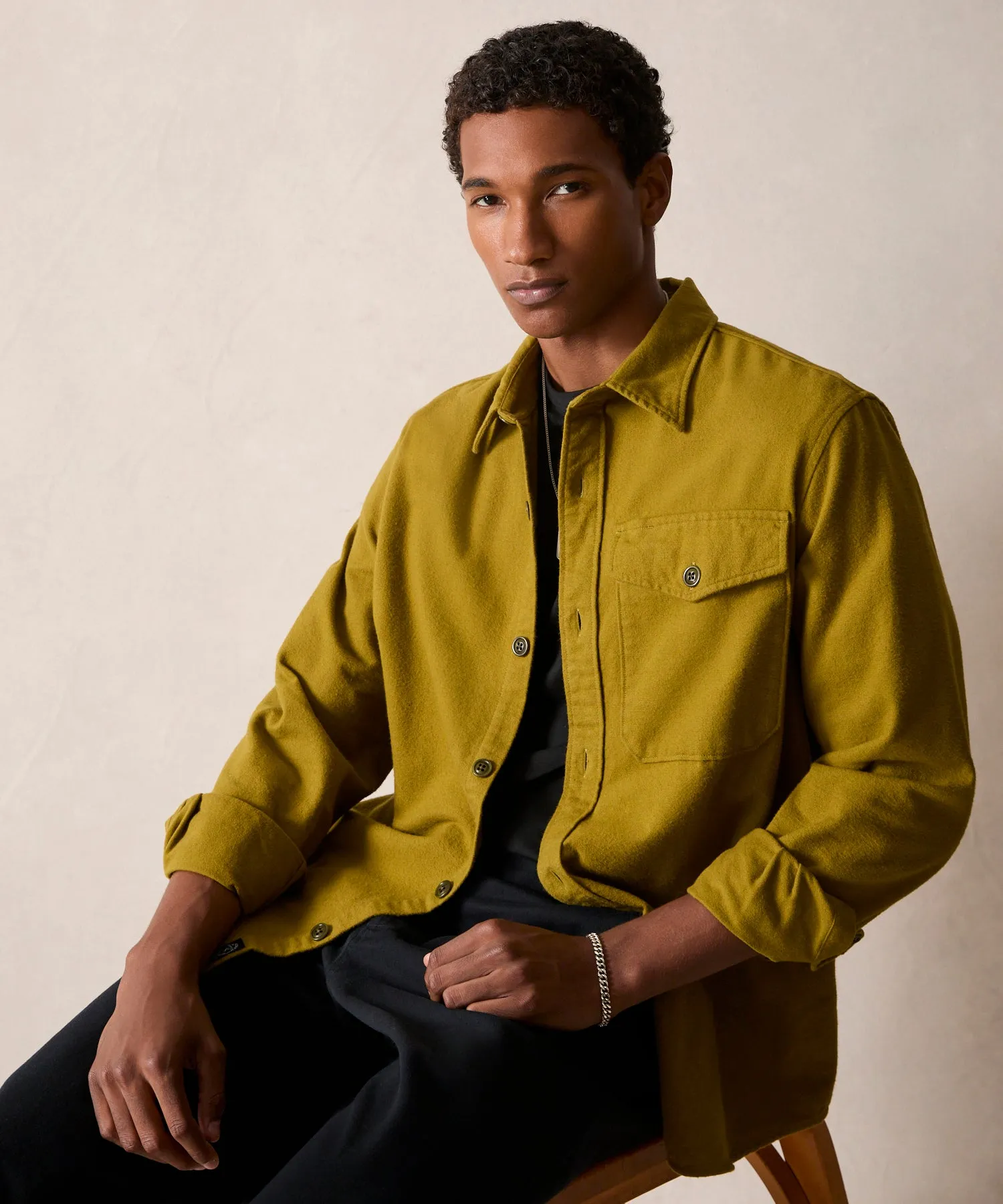 Chamois Shirt in Green Chartreuse