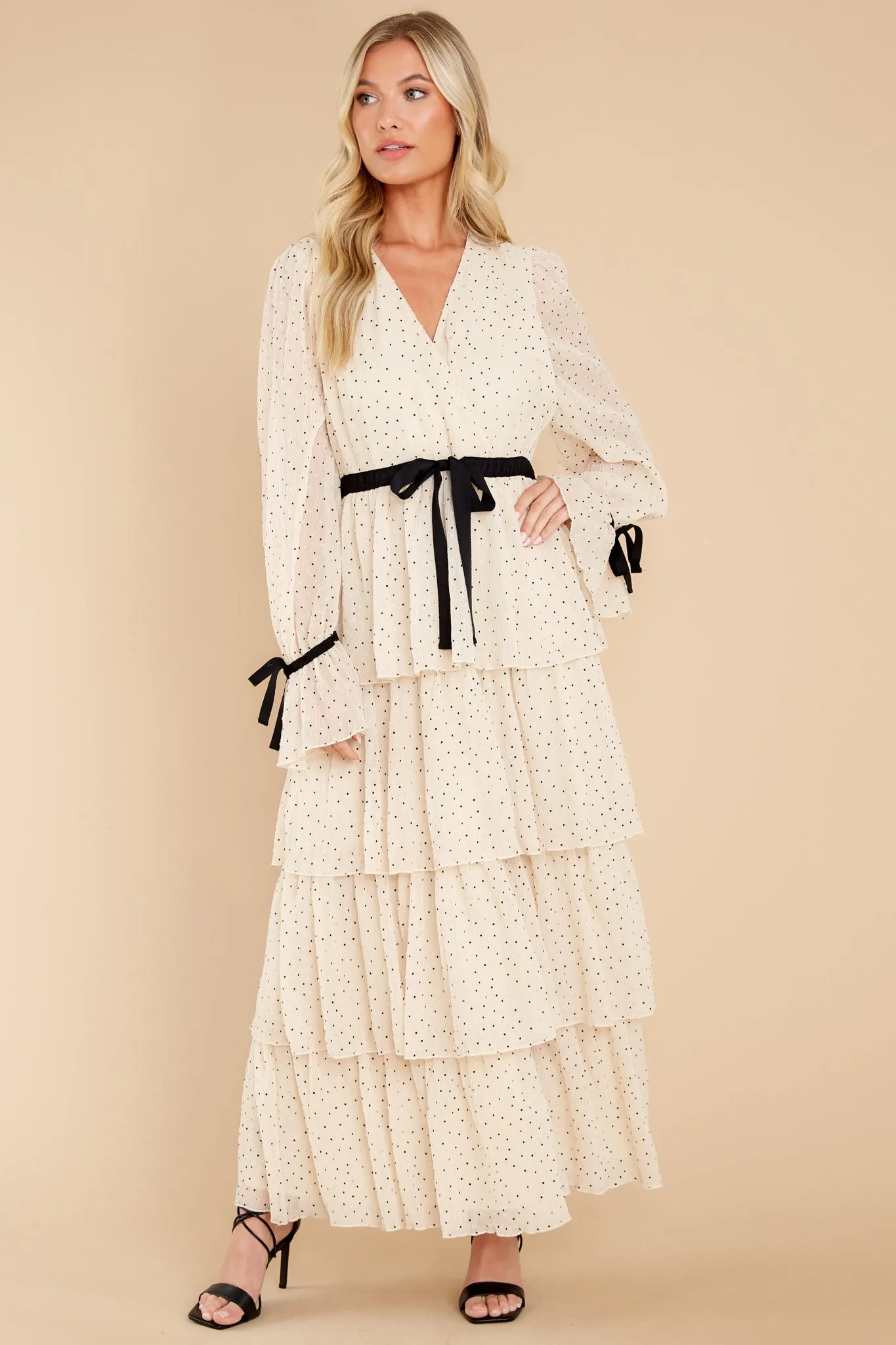 Chic Adoration Ivory Polka Dot Maxi Dress