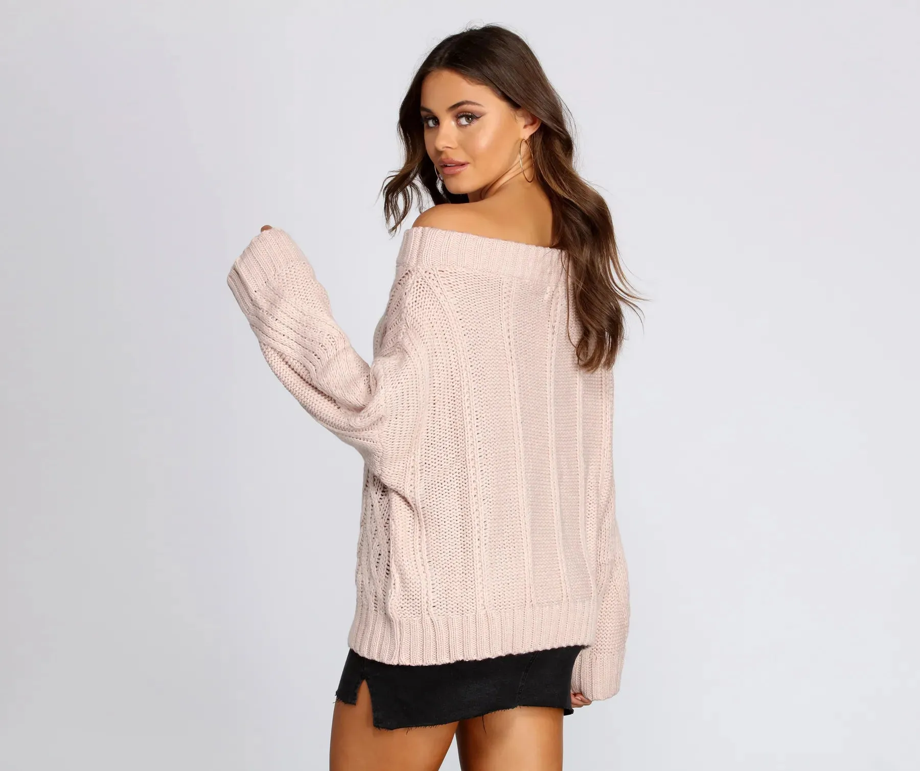 Chic In Cable Knit Sweater