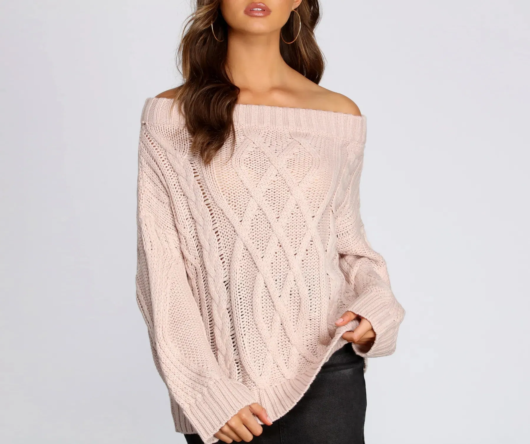 Chic In Cable Knit Sweater