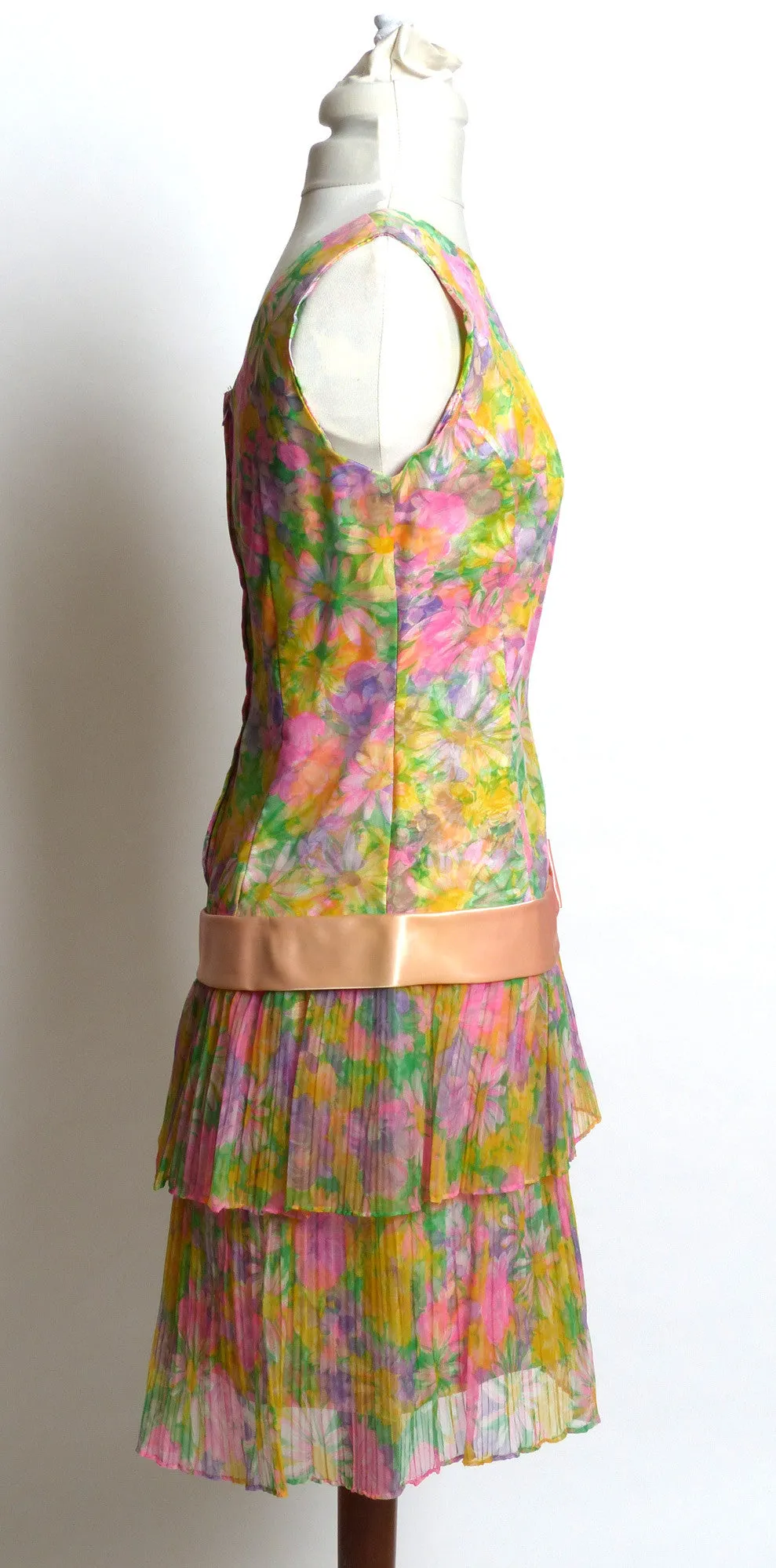 Circa 1980s Custom-Made Floral Mini Dress