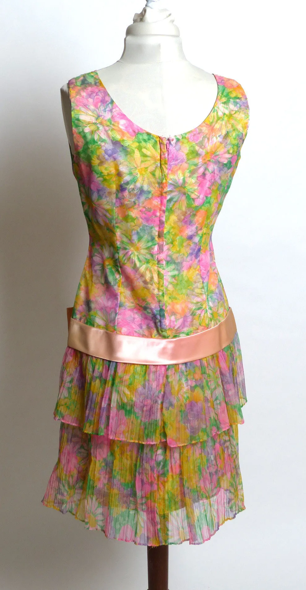 Circa 1980s Custom-Made Floral Mini Dress