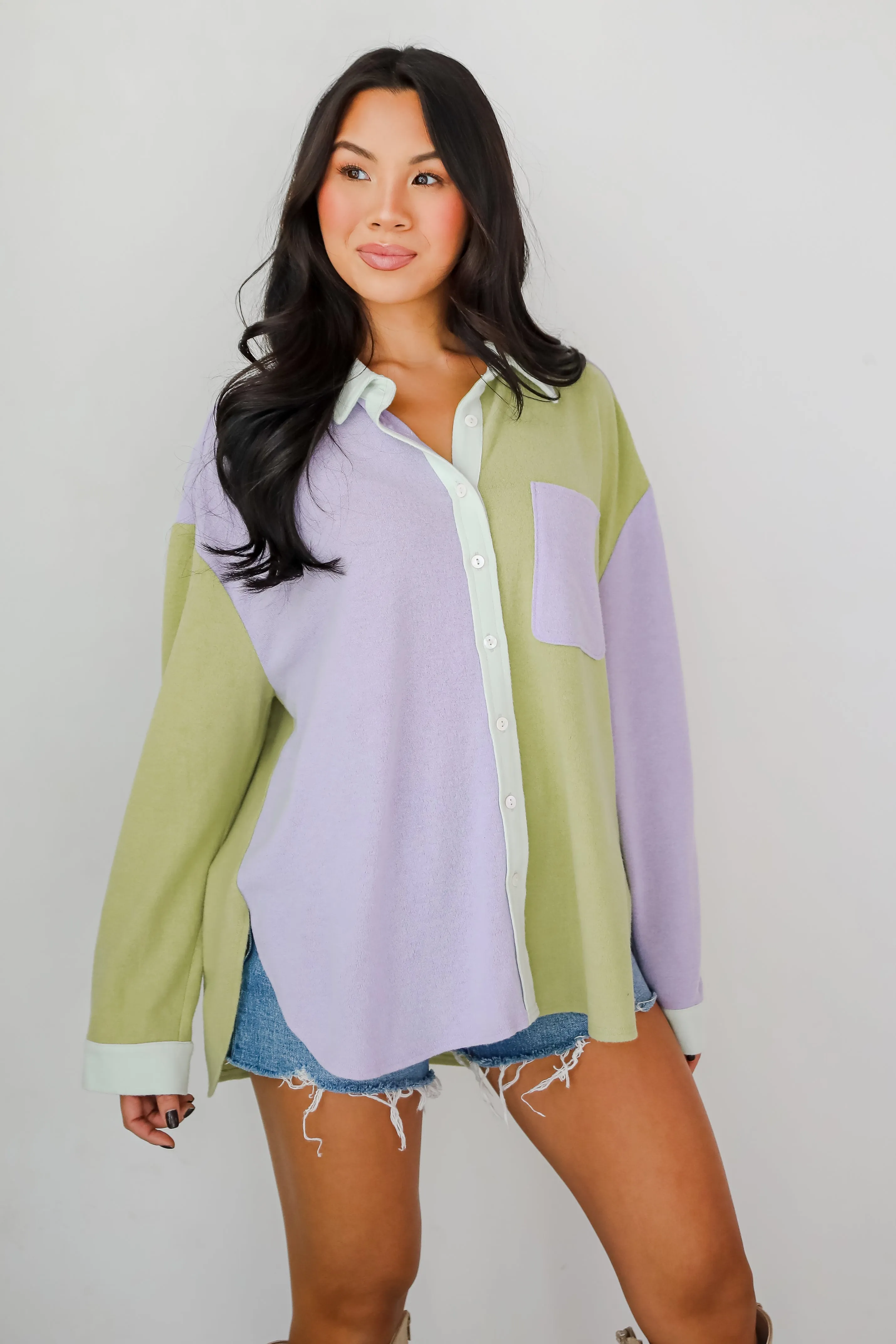 Convincing Charm Soft Knit Color Block Top