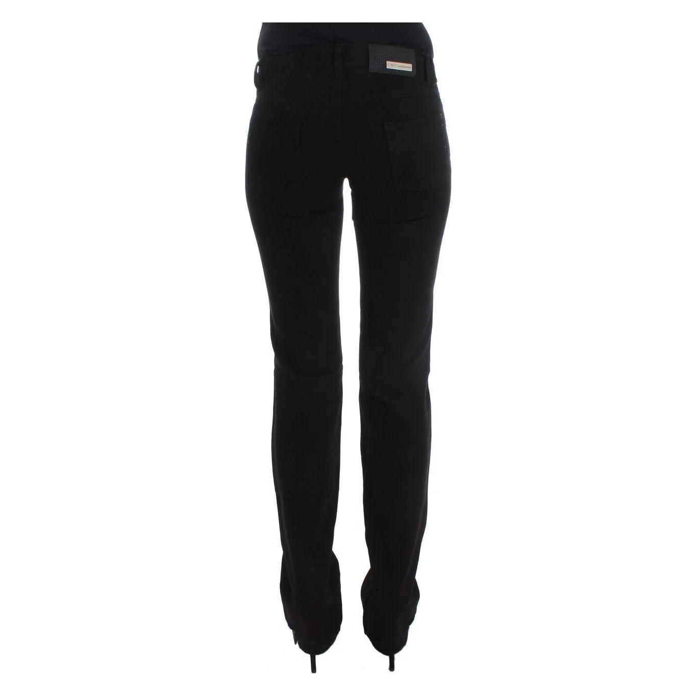 Costume National Chic Black Slim Fit Zippered Cotton Jeans