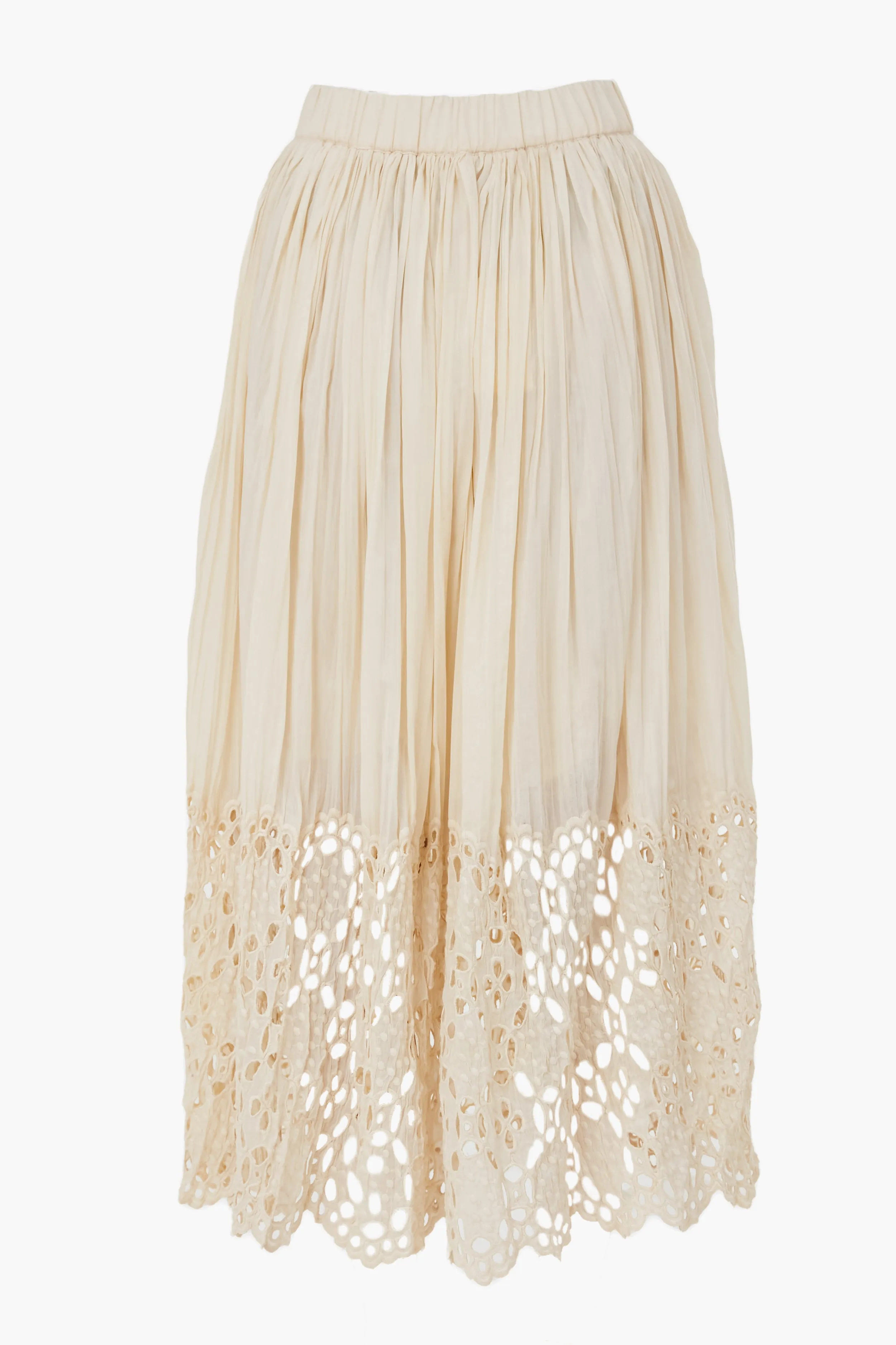 Cream Elyse Print Eyelet Skirt