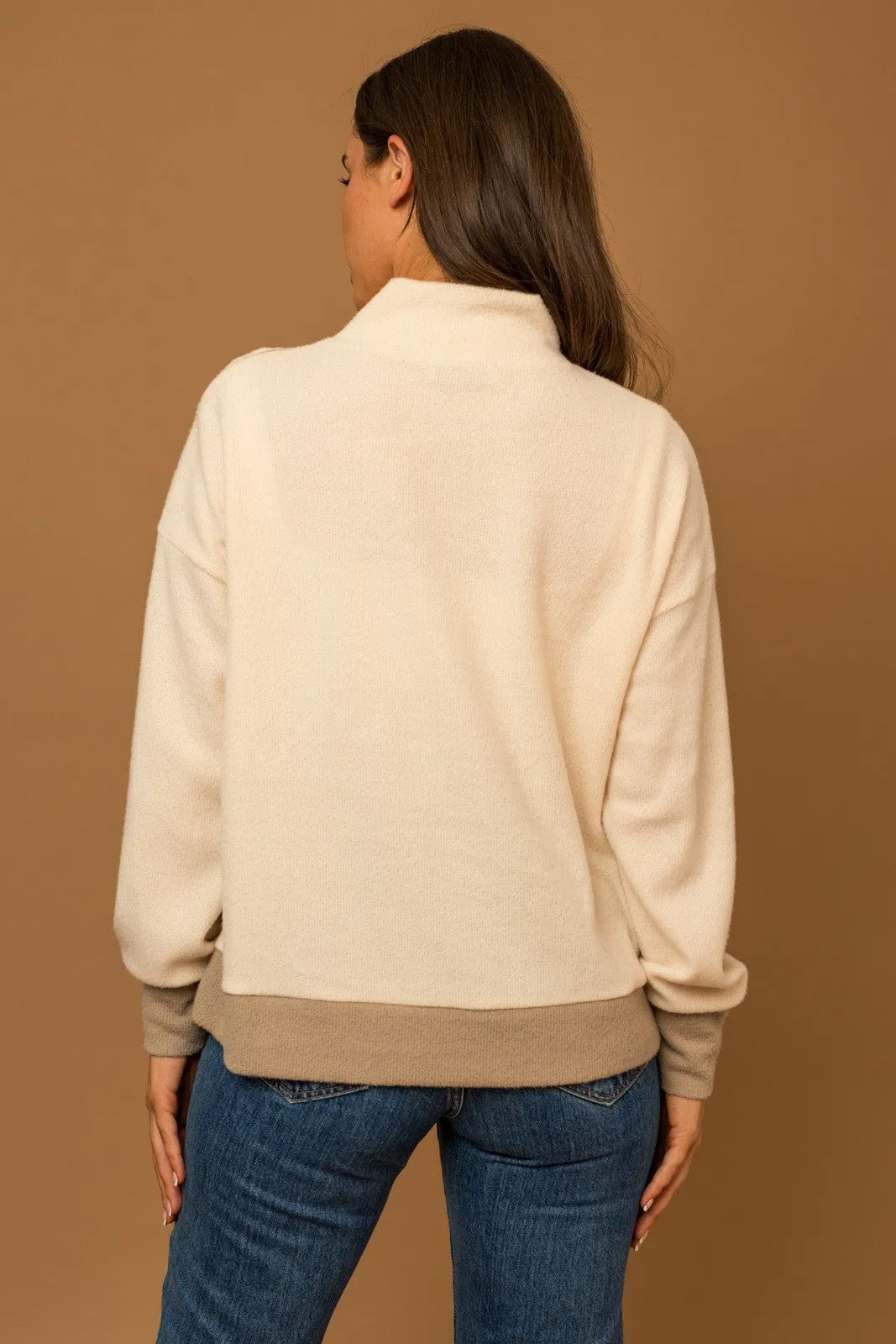 Cream Side Zipper Turtleneck Sweater - Final Sale