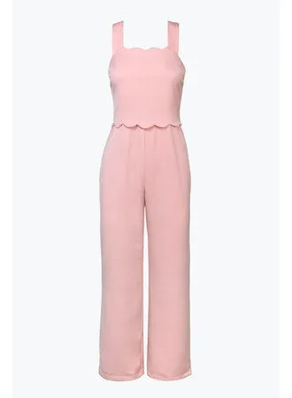 Crystal Scalloped Crepe Jumpsuit