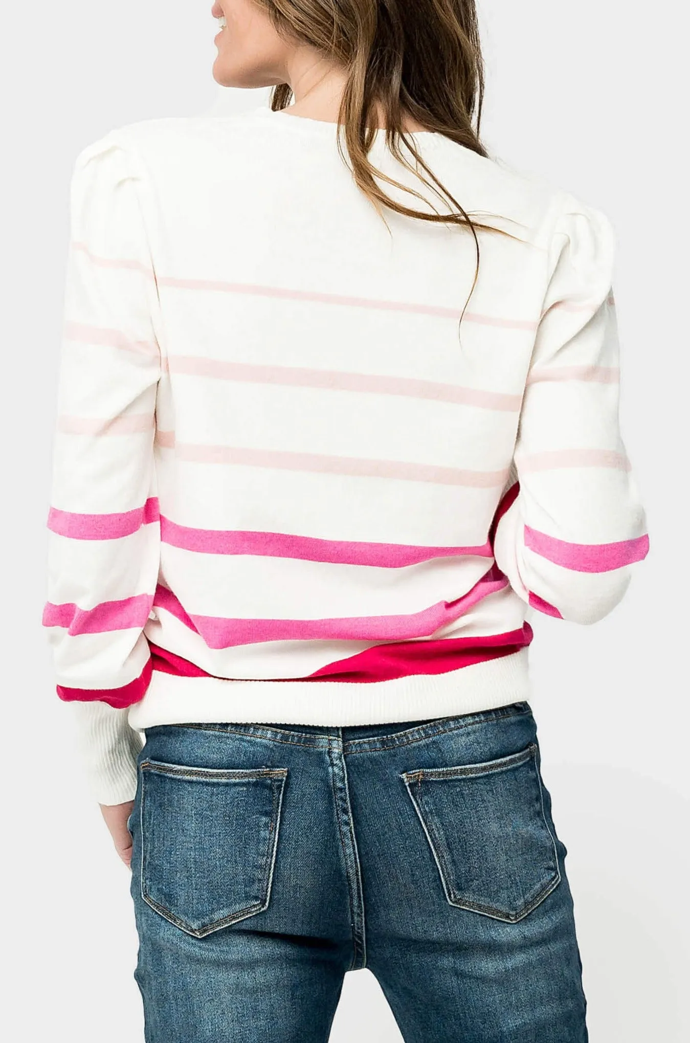 Cupid Striped Blouson Sleeve Sweater