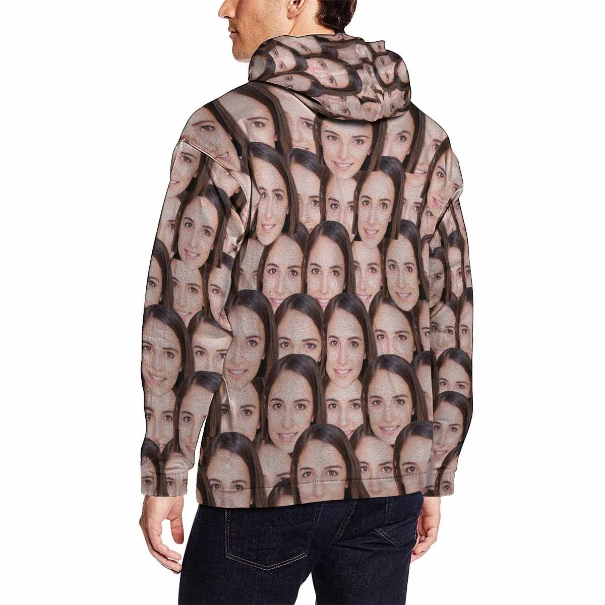 Custom Seamless Face Men's Pullover Hoodie