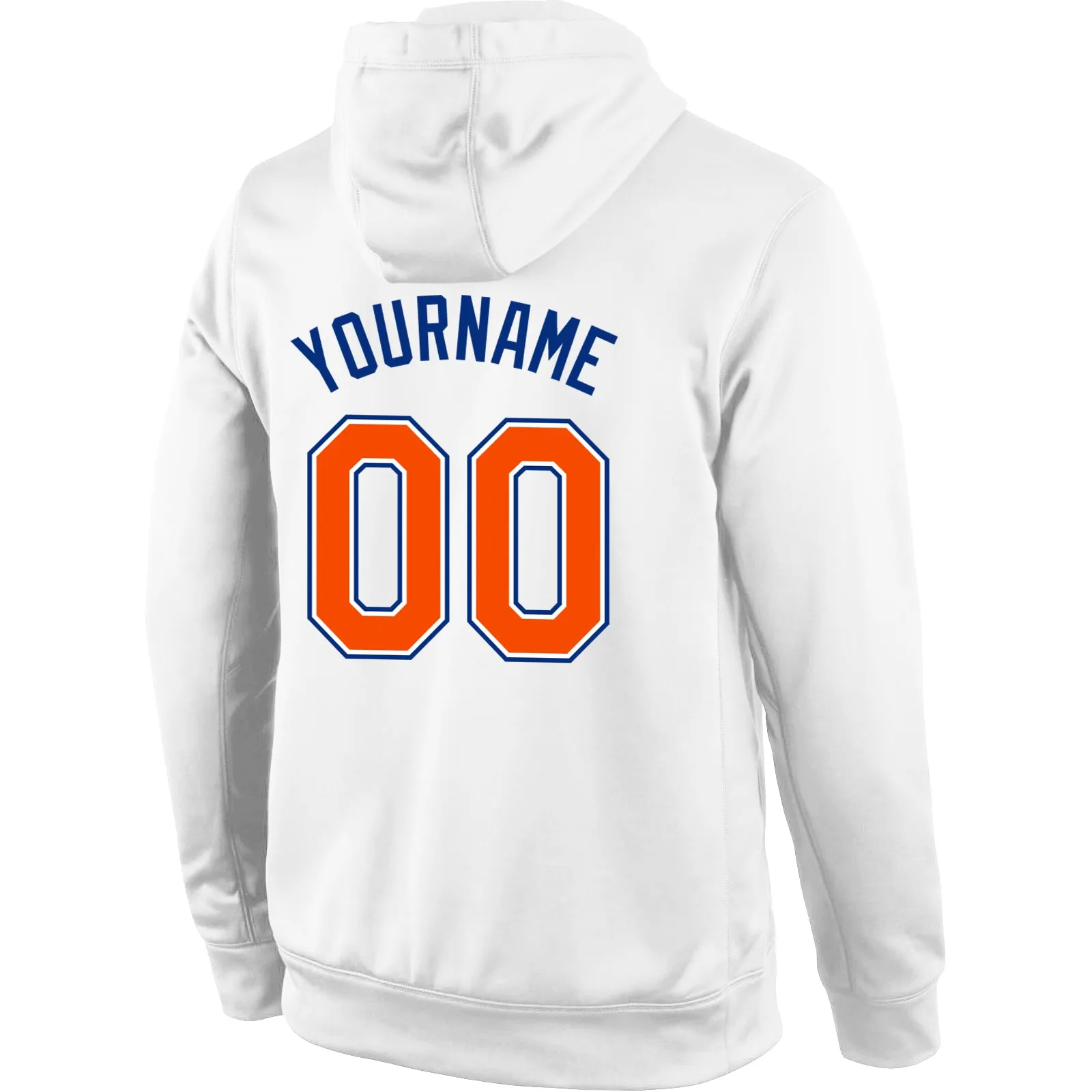 Custom Stitched White Orange-Royal Sports Pullover Sweatshirt Hoodie