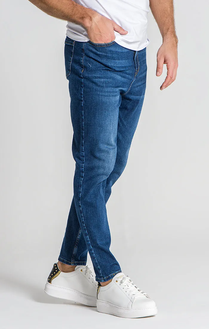 Dark Blue Carrot Leg Jeans