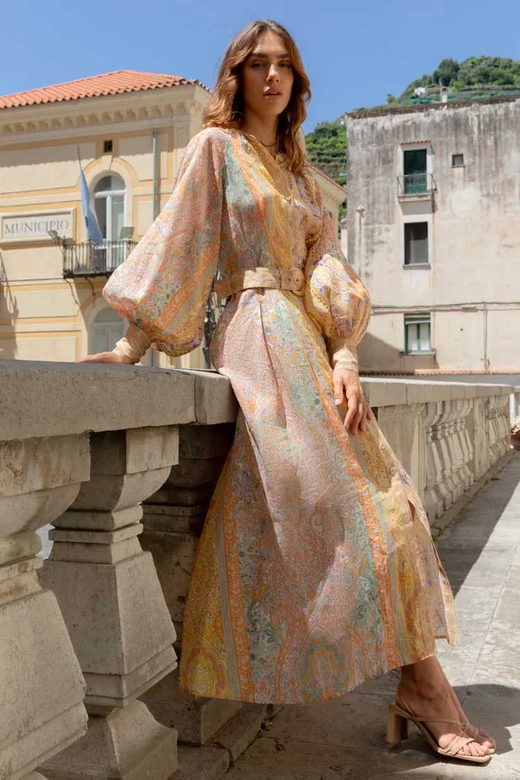 Demi Maxi Shirt Dress in Costa D'Oro