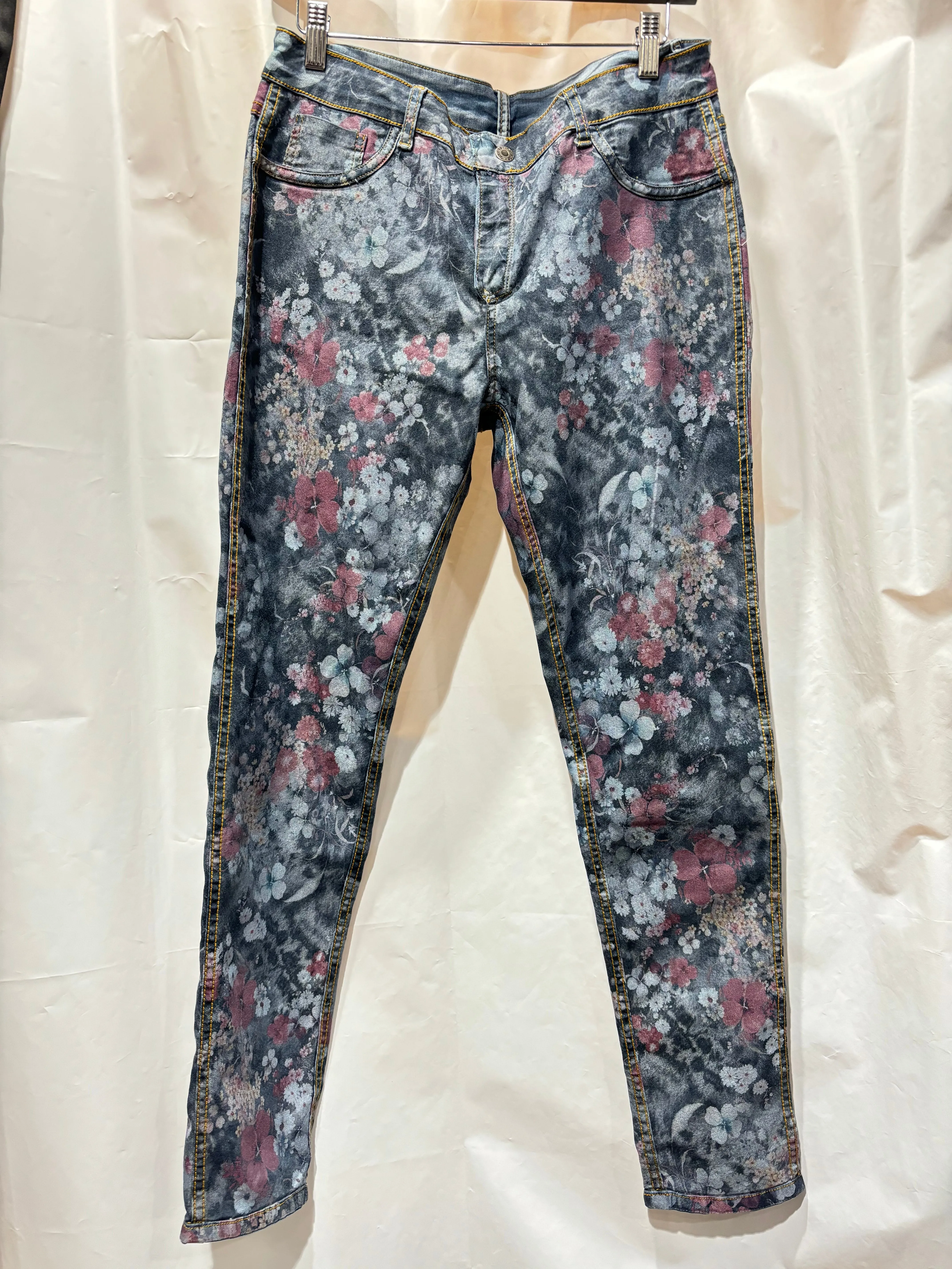 Denim Floral Design Reversible Jeans