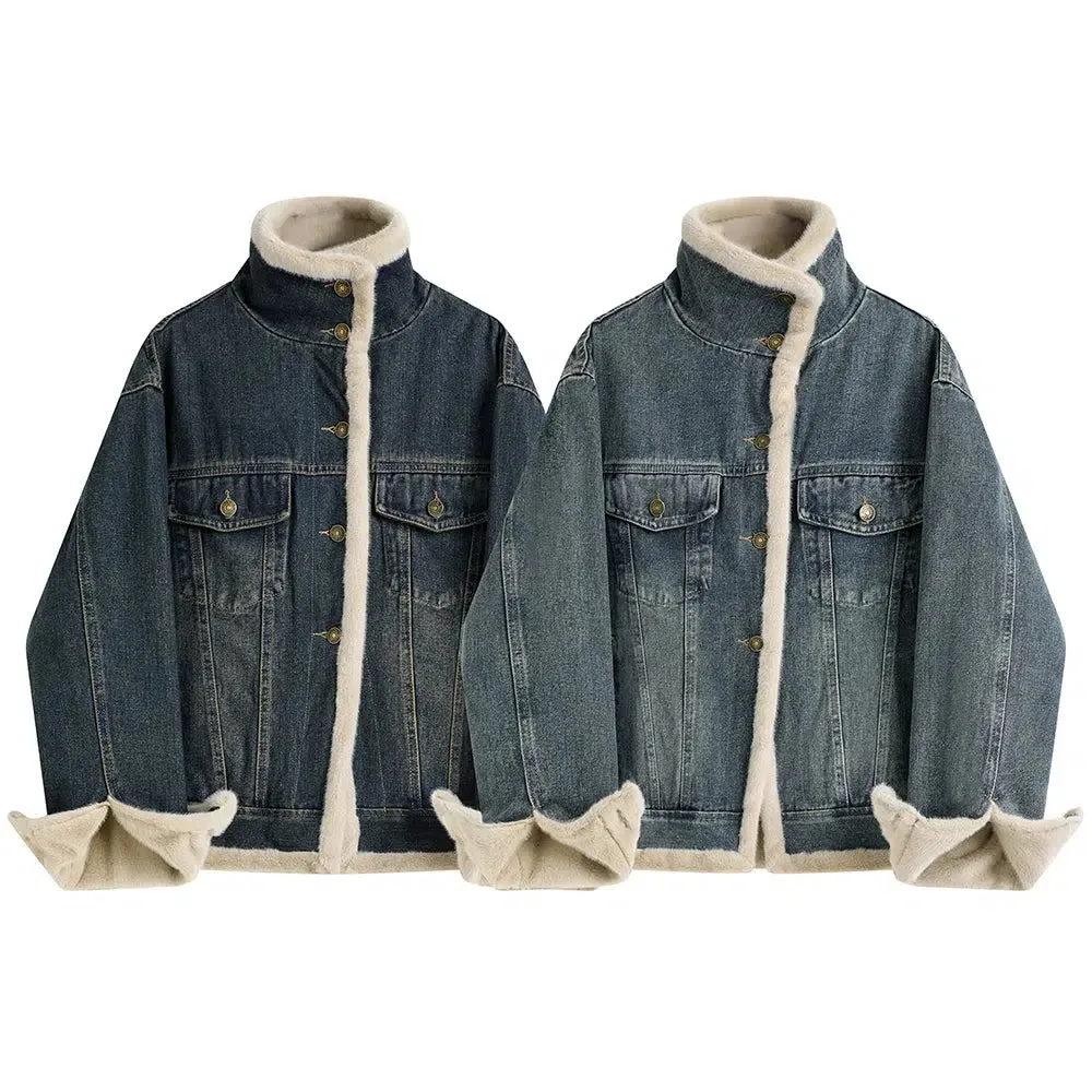 Denim Sherpa-Lined Jacket