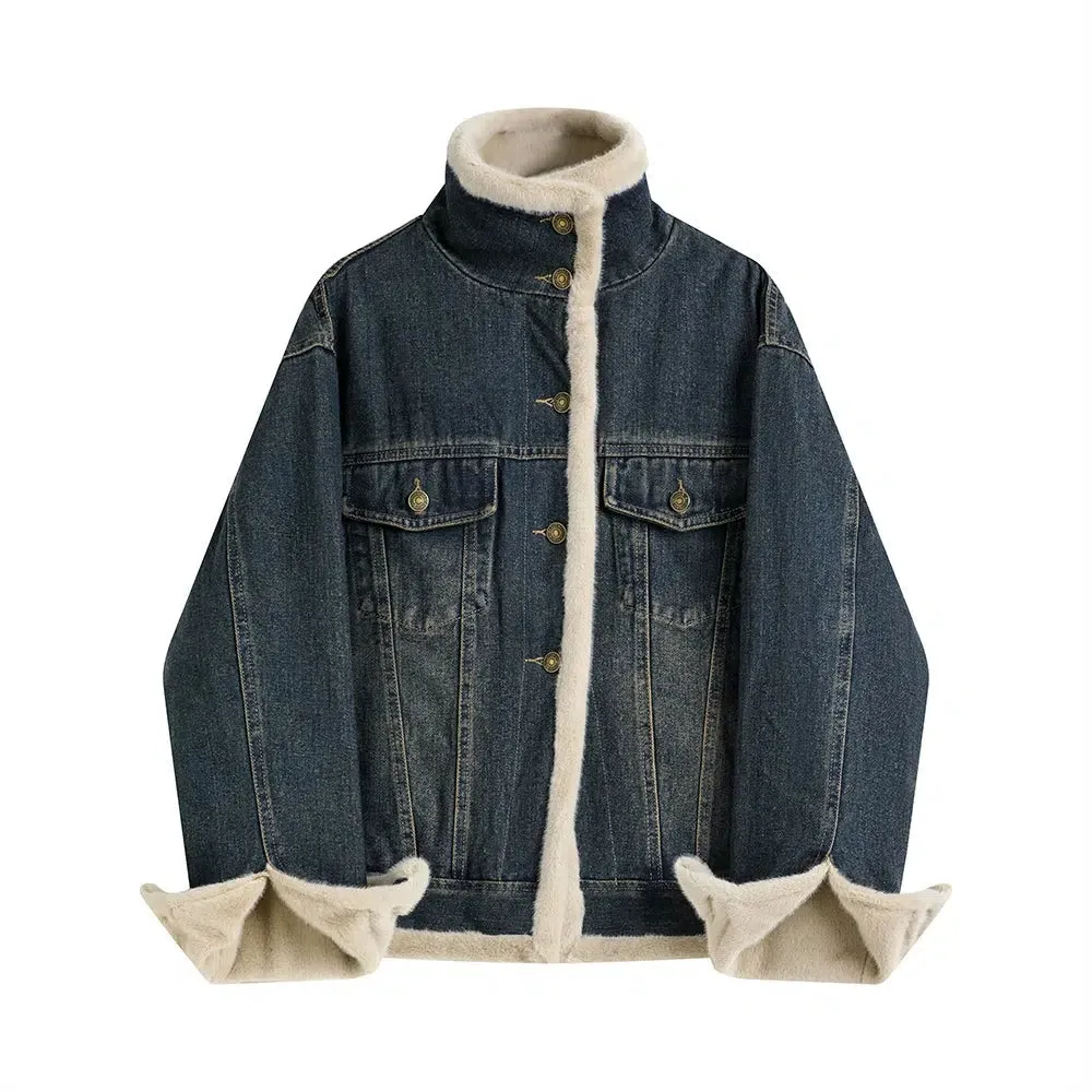 Denim Sherpa-Lined Jacket