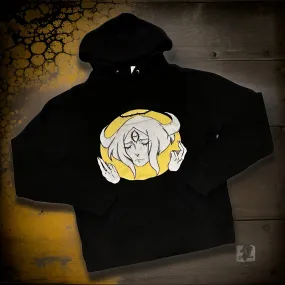 *DESIGN BY HUMANS* (BLACK) PULLOVER HOODIE (DISTRESSED LOGO STYLE)