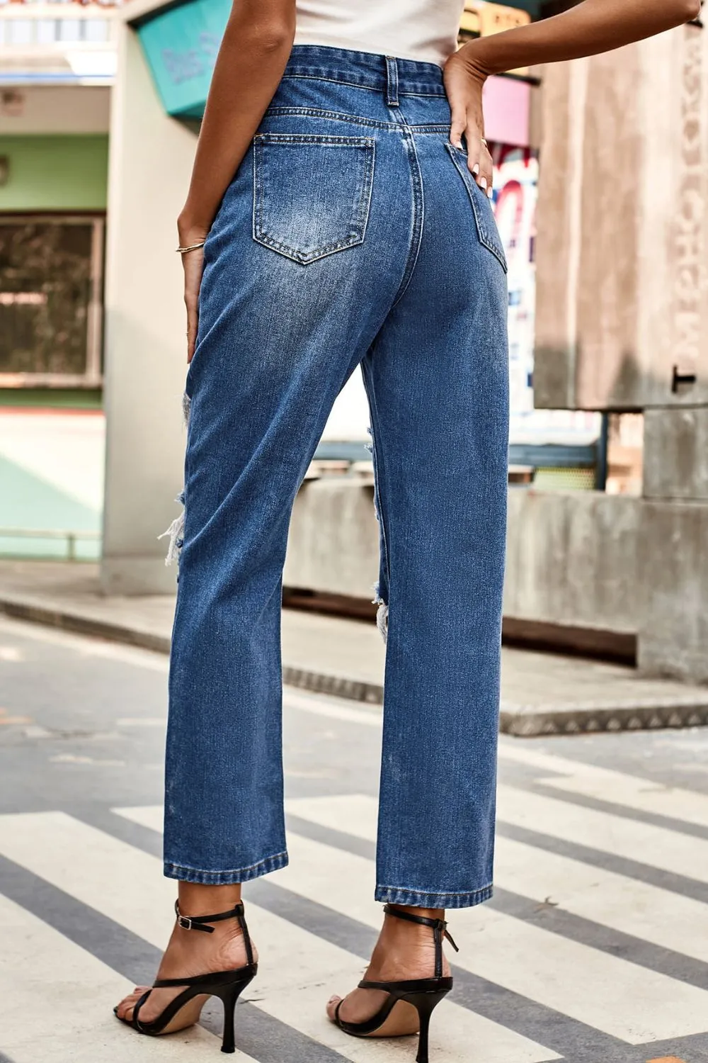 Distress Character Buttoned Jeans - Culture Heaven Special