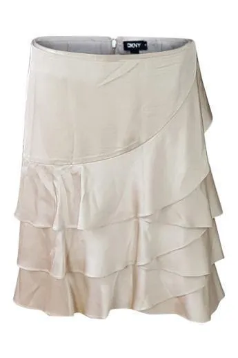 DKNY Skirt, Gold Ruffled Layered Mid Rise, Ra Ra Mini Skirt (US 8)