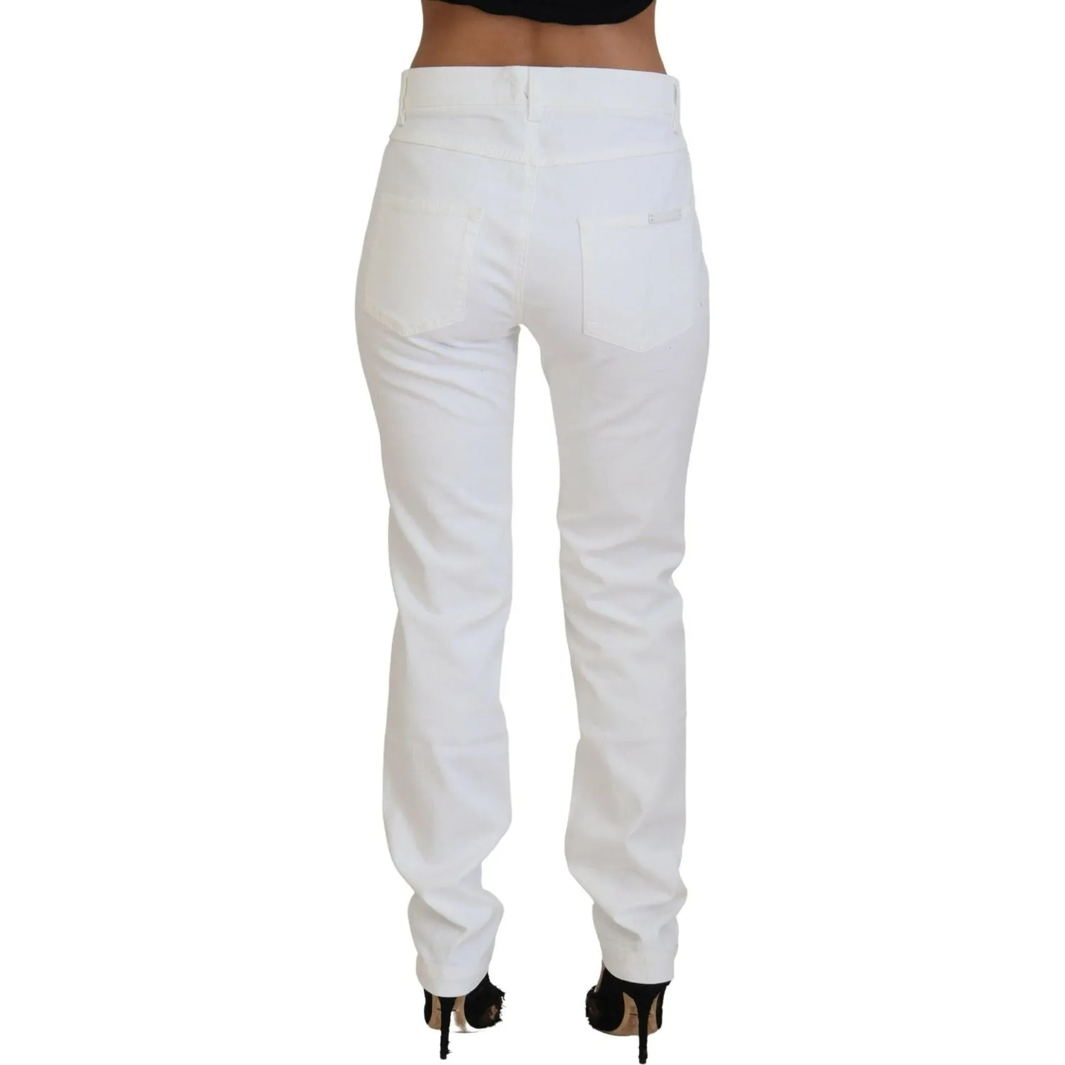 Dolce & Gabbana Elegant White Mid Waist Skinny Jeans