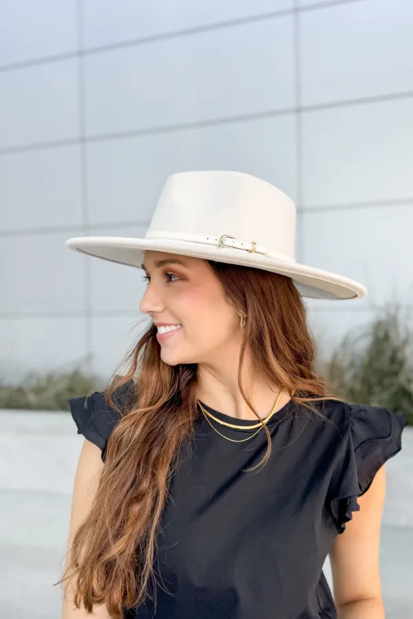 Double Belted Strap Fedora Hat