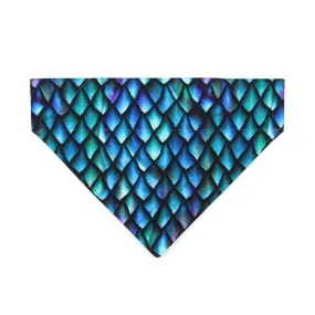 Dragon Cat Bandana - "Dragon Scales - Blue" - Fantasy Bandana for Cat   Small Dog / Game of Thrones / Slide-On Over the Collar Bandana