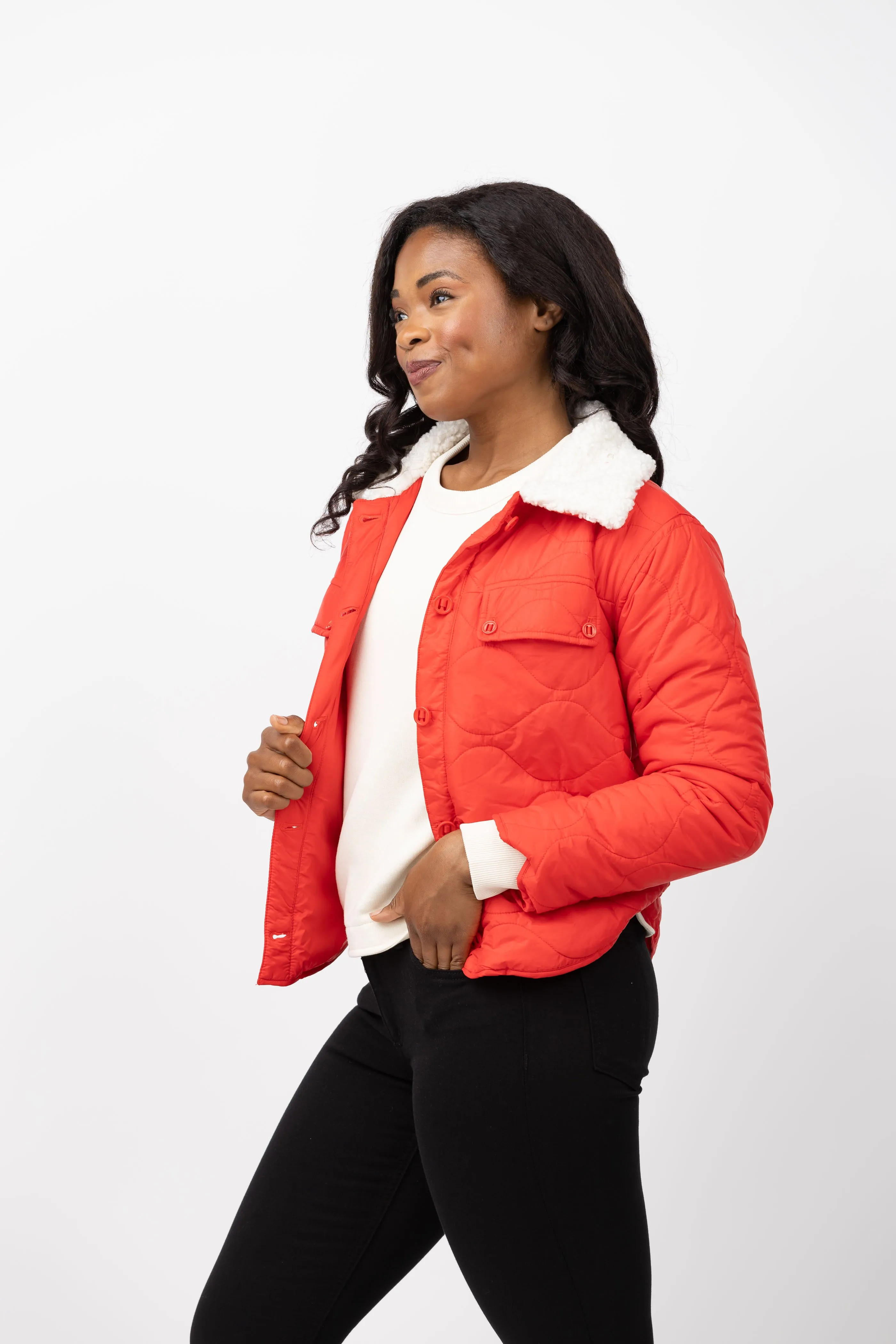 Dylan Peyton Quilt Jacket in Fiery Red