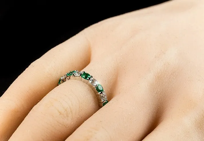 Elizabeth Emerald Green Eternity Stackable Ring | 4ct | Sterling Silver