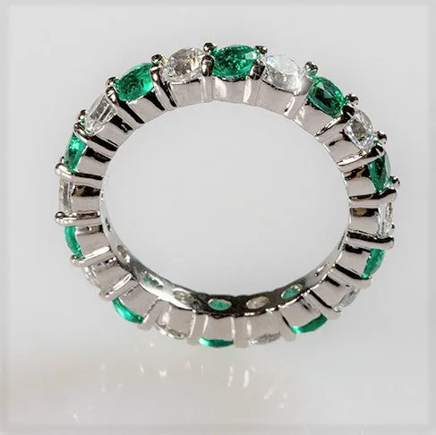 Elizabeth Emerald Green Eternity Stackable Ring | 4ct | Sterling Silver