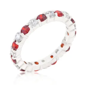 Elizabeth Garnet Red Eternity Stackable Ring | 4ct | Sterling Silver