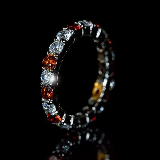 Elizabeth Ruby Red Eternity Stackable Ring | 4ct | Sterling Silver