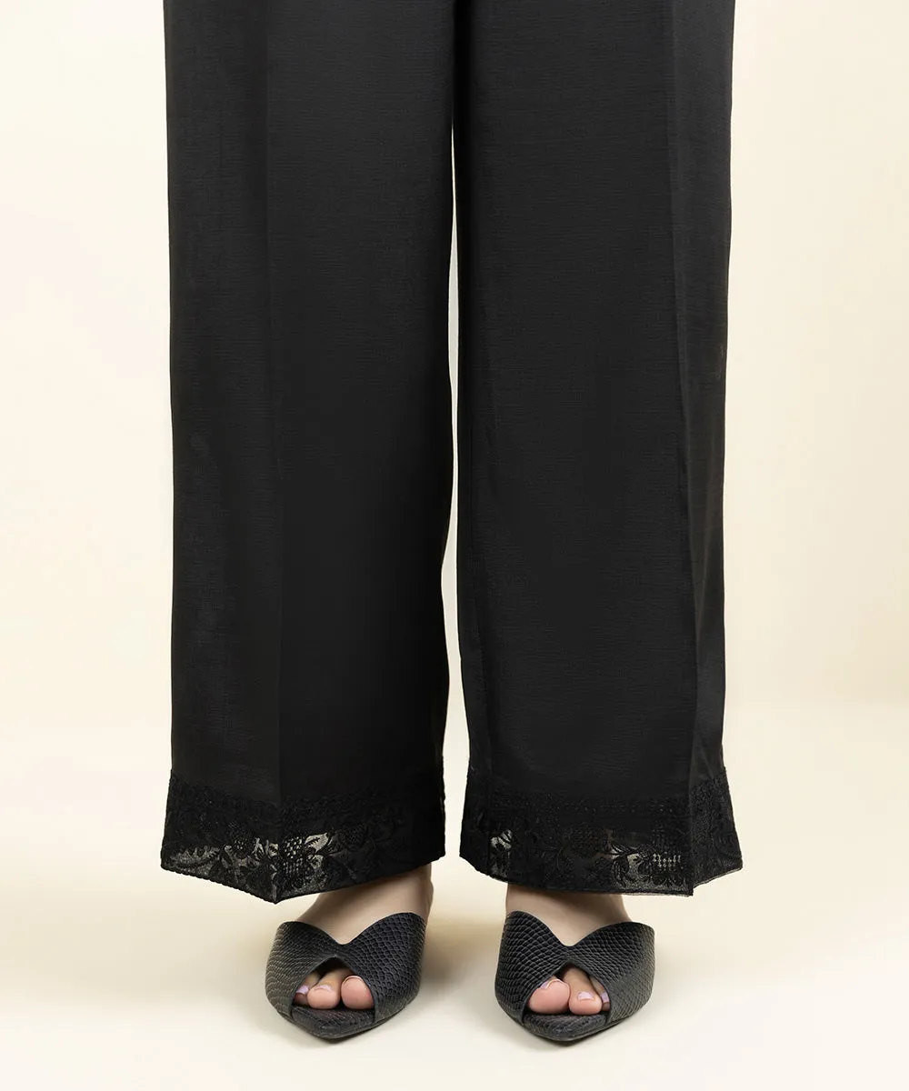 Embroidered Raw Silk Culottes