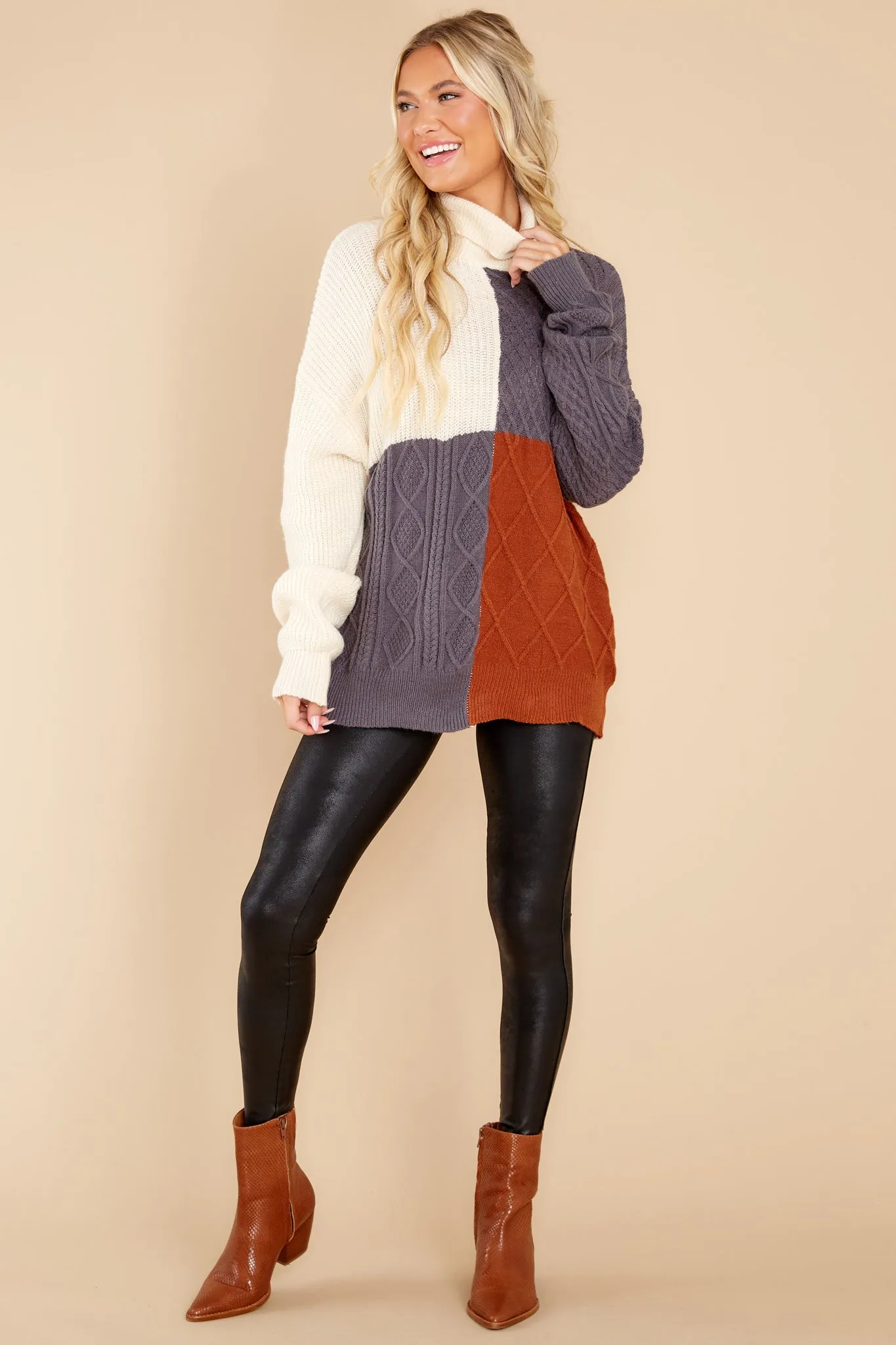 Endless Snuggles Grey Colorblock Sweater