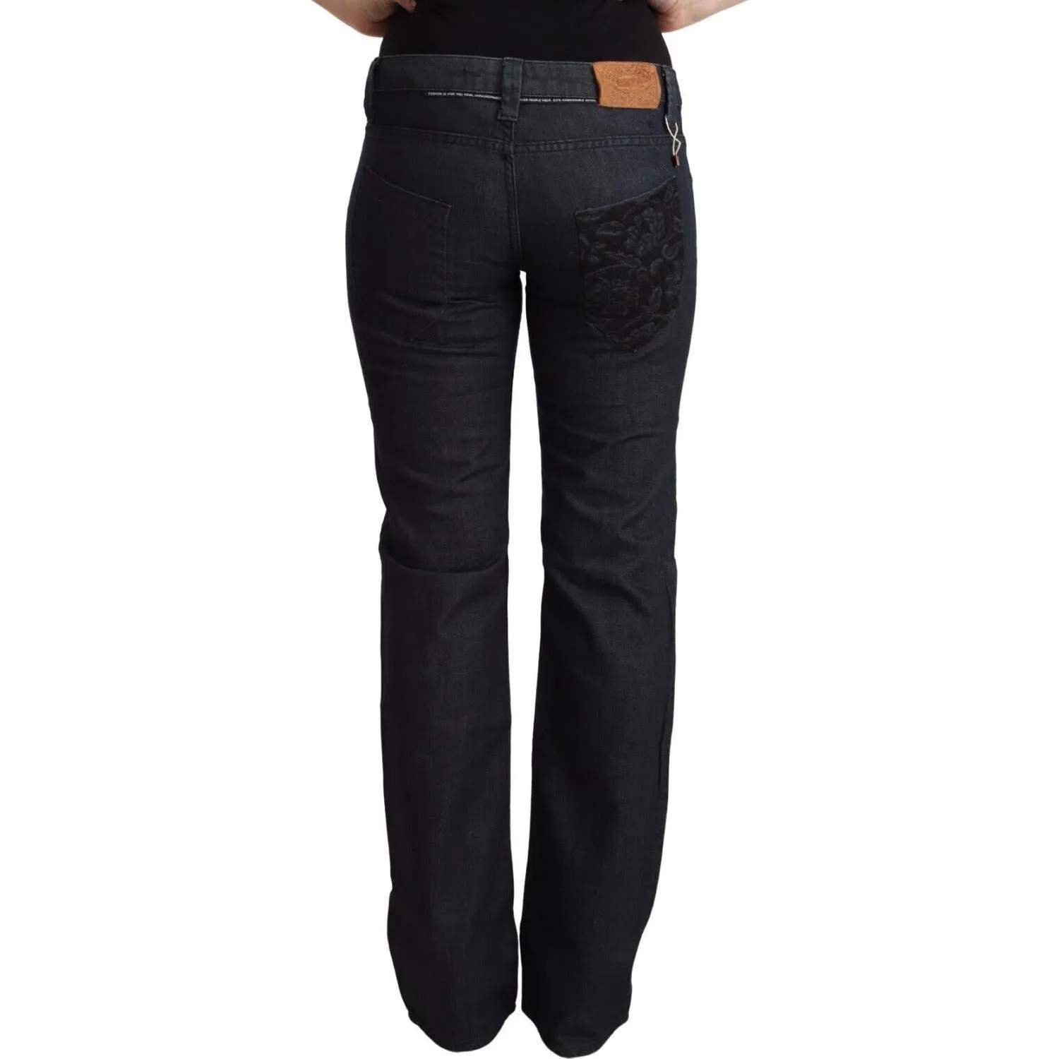 Exte Chic Dark Blue Low Waist Straight Denim