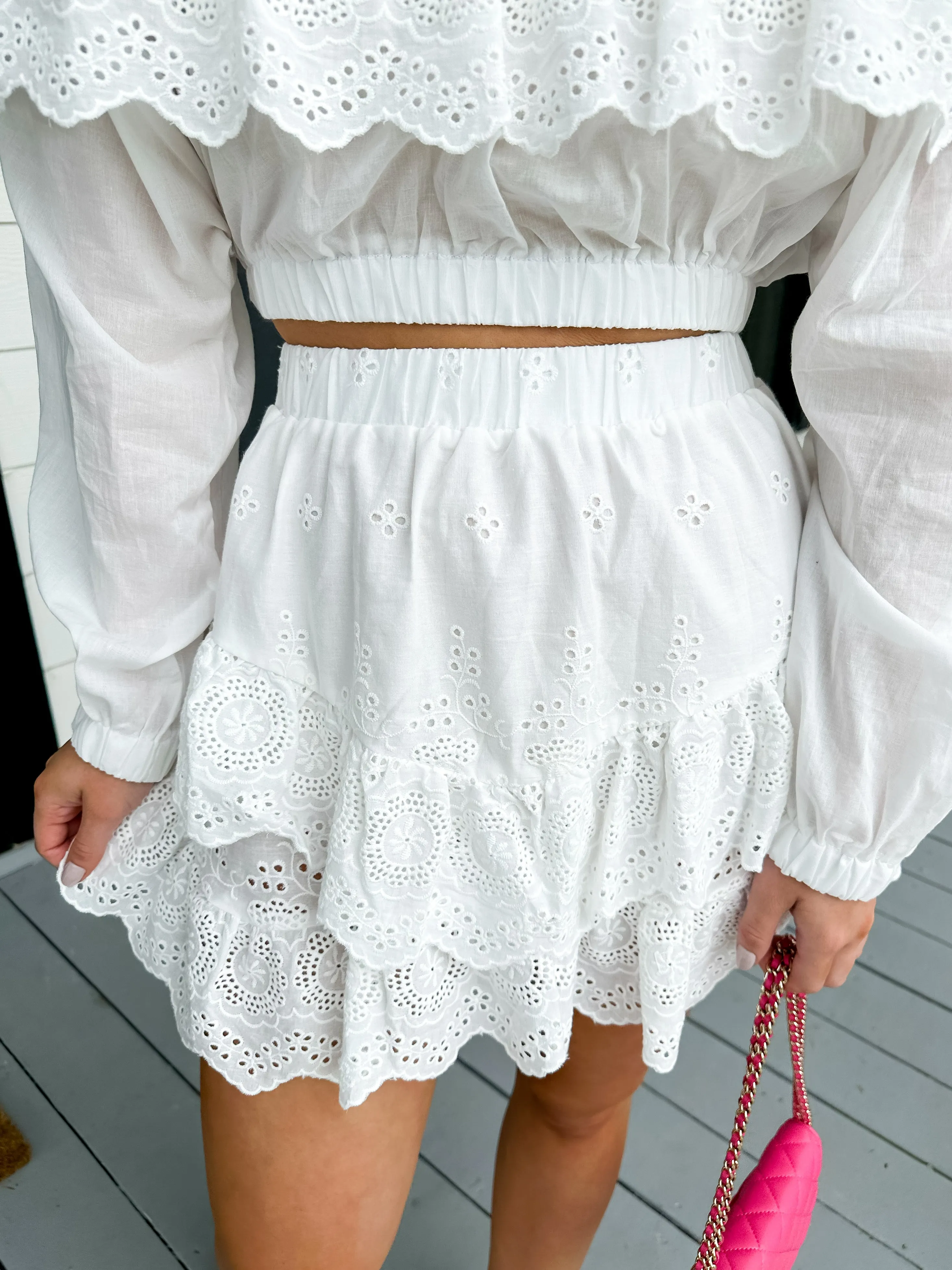 Eyelet Dream Set in White