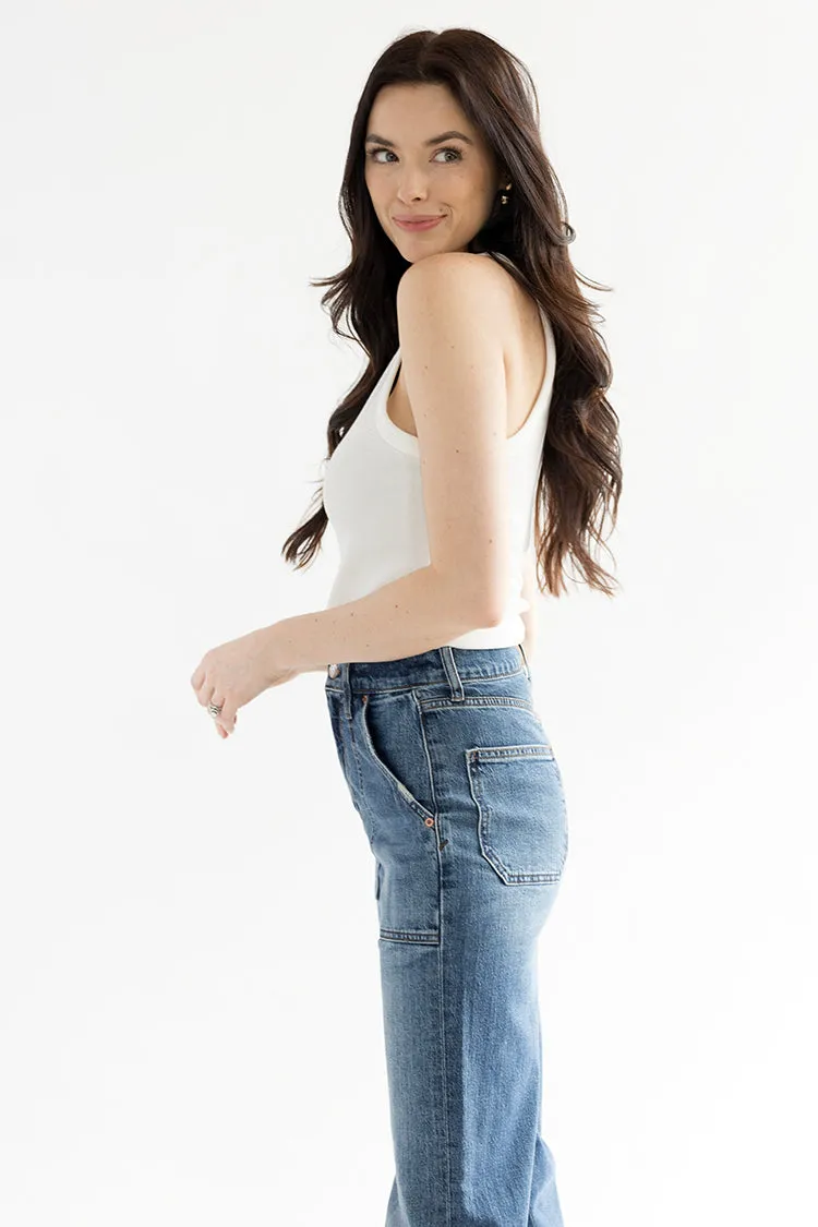 Far Out w/ Patch Pocket Wide Leg Jean