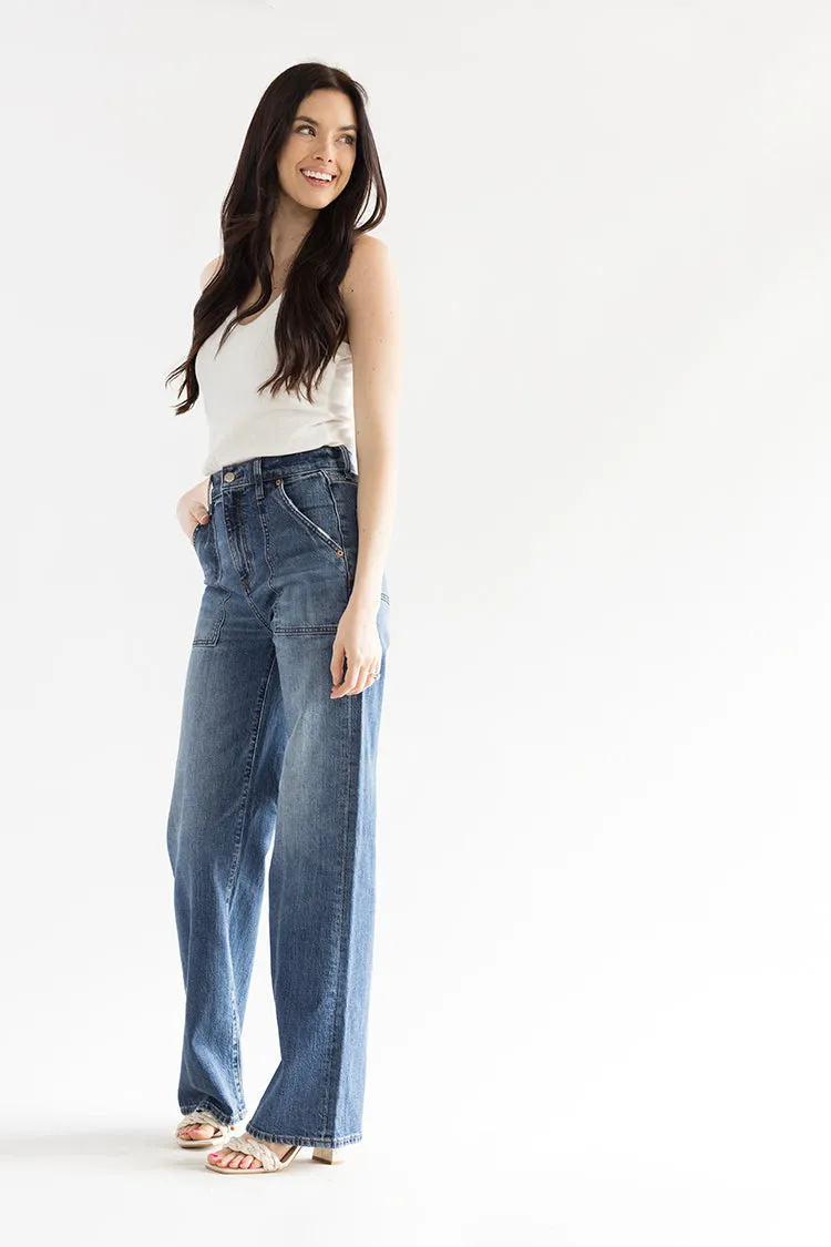 Far Out w/ Patch Pocket Wide Leg Jean