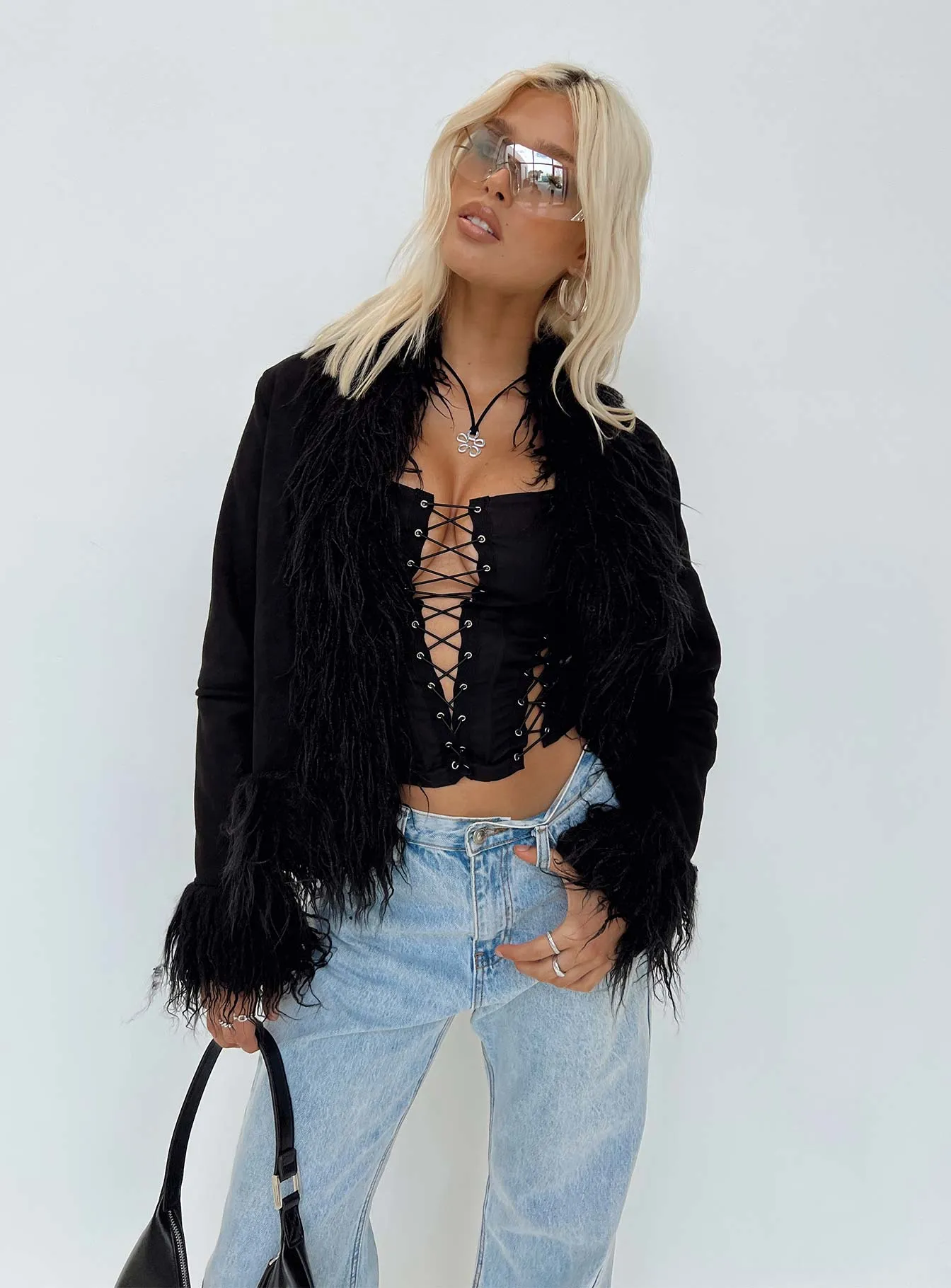 Fashionkova Lowden Faux Fur Jacket Black