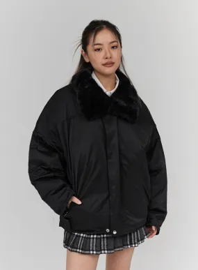 Faux Collar Puffer Jacket Unisex CN23